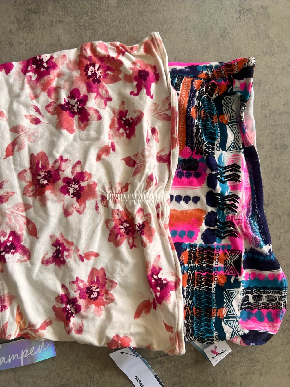 Garage Floral & Tribal Print Crop Tops in White, Pink, Orange, Blue